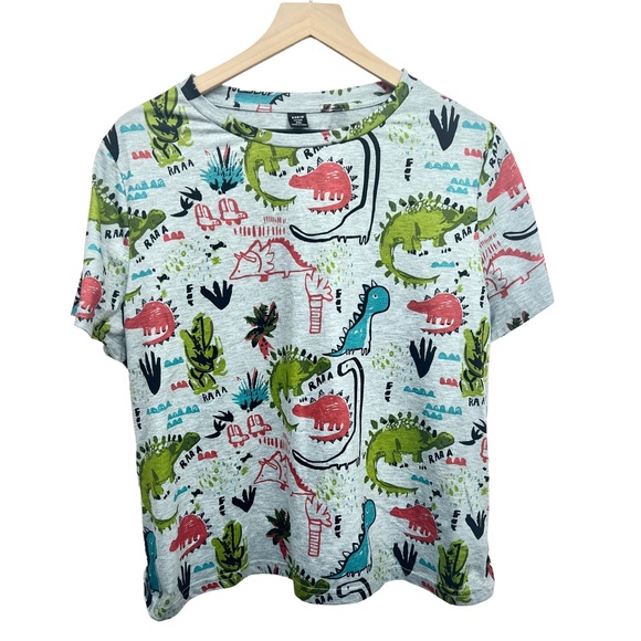 SHEIN Tops - SHEIN Curve Dino T Shirt Size XL Heather Gray